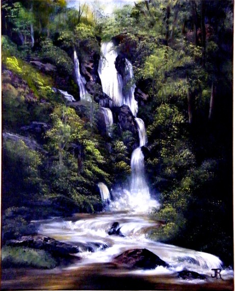 Bob Ross Paintings Waterfall. Trossachs Waterfall